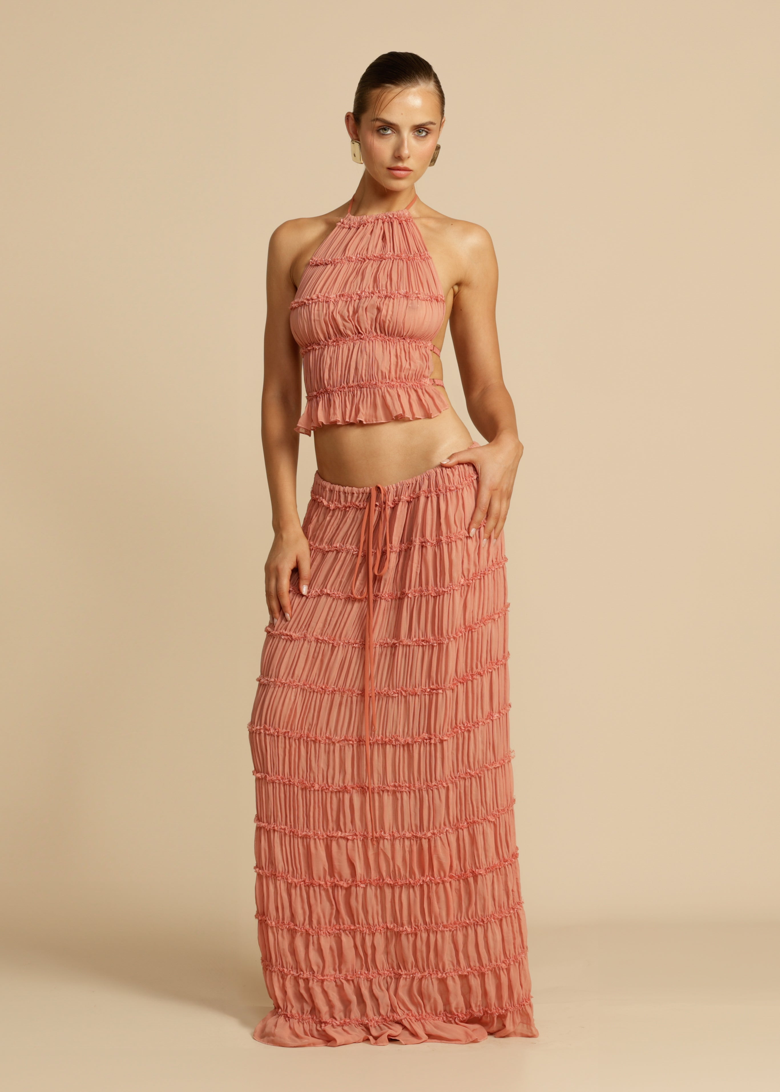 Juliette | Halter Peach Set
