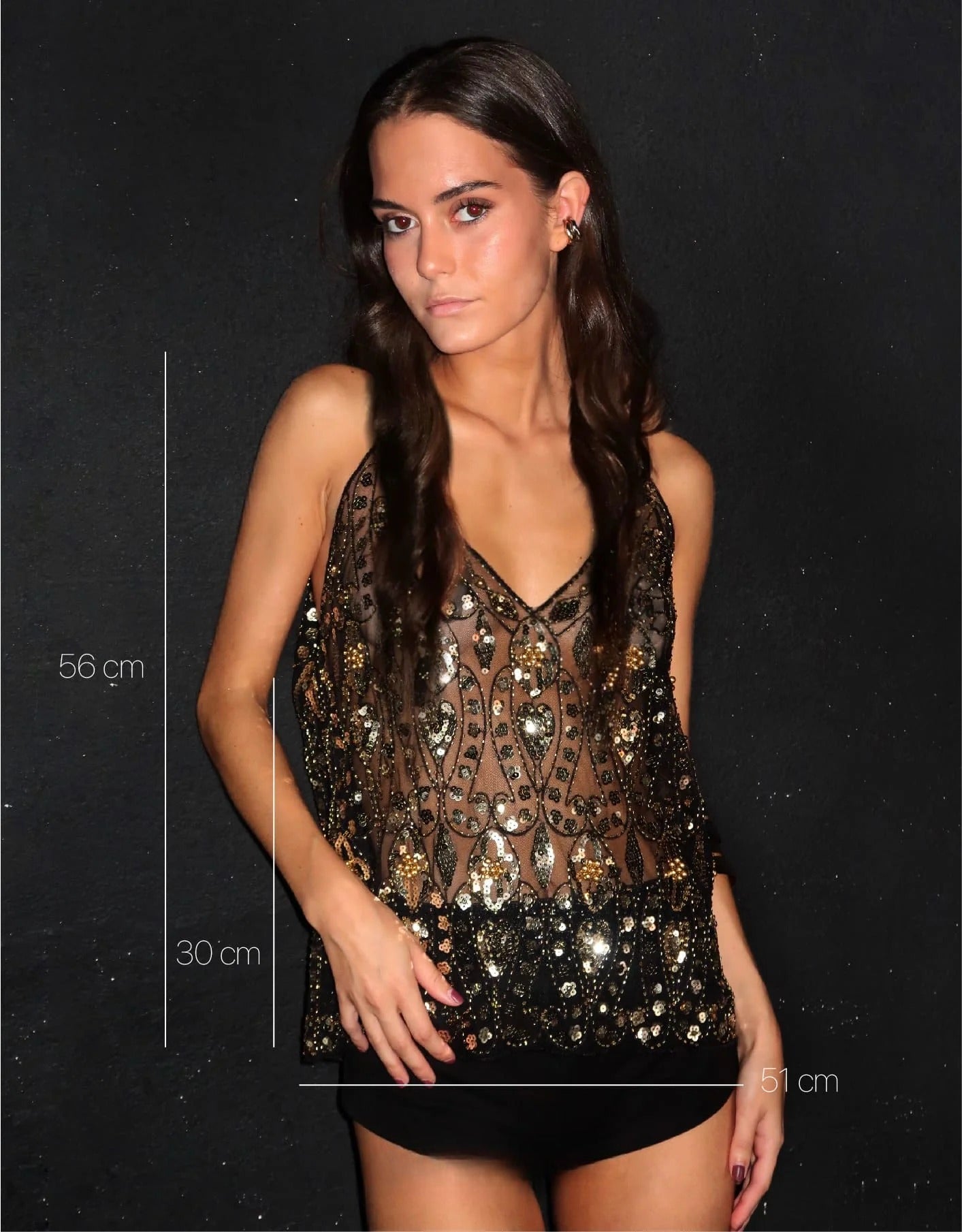Cristina Embellished Top - Gold